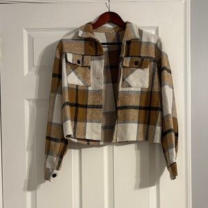 Plaid Women's Shacket in Brown and Cream